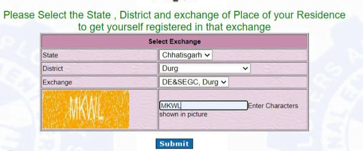 Employment exchange chattisgarh